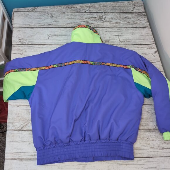 Edge Wear Ski Jacket Purple Teal Neon 90s Retro Colorblock – Women’s 12 - Picture 8 of 8